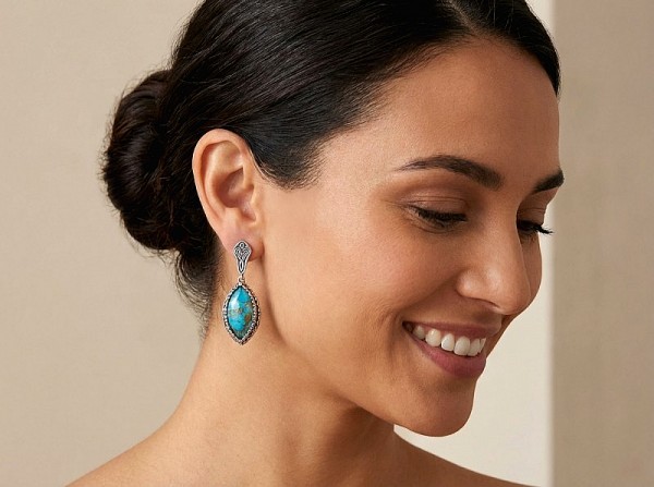 ΒΥΖΑΝΤΙΝΑ ΣΚΟΥΛΑΡΙΚΙΑ ΑΣΗΜΙ925 ΜΕ COPPER ΤΥΡΚΟΥΑΖ ΠΕΤΡΑ