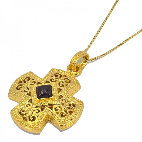 ΒΥΖΑΝΤΙΝΟΣ ΣΤΑΥΡΟΣ ΑΣΗΜΙ925 ΕΠΙΧΡΥΣΩΣΗ Κ18 ΚΑΙ ΓΡΑΝΑΔΑ ΠΕΤΡΑ