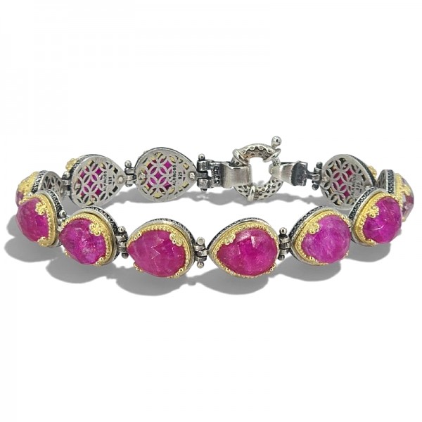 ΒΥΖΑΝΤΙΝΟ ΧΕΙΡΟΠΟΙΗΤΟ ΒΡΑΧΙΟΛΙ ΑΣΗΜΙ925 ΕΠΙΧΡΥΣΩΣΗ Κ18 ΚΑΙ ΡΟΥΜΠΙΝΙ ΠΕΤΡΕΣ