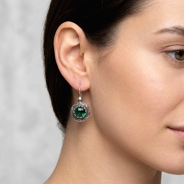 ΑΝΤΙΚΕ ΣΚΟΥΛΑΡΙΚΙΑ ΑΣΗΜΙ925 ΜΕ ΠΡΑΣΙΝΟ ΖΙΡΚΟΝ ΠΕΤΡΑ