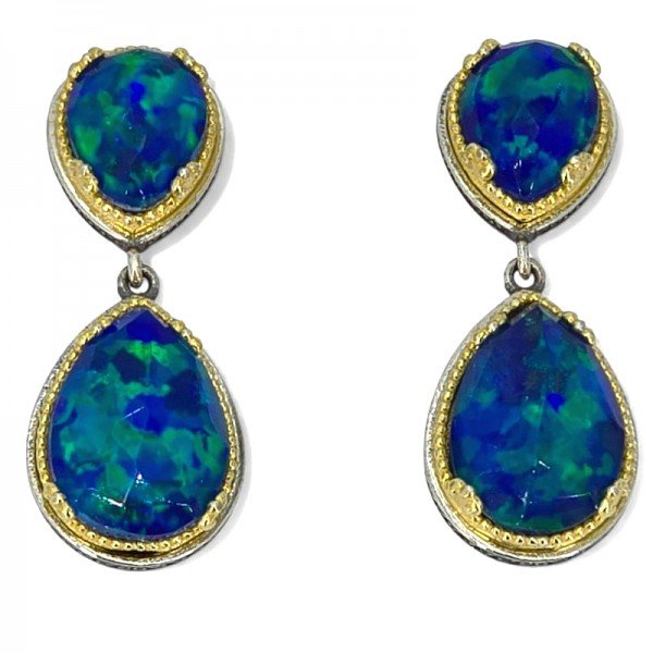 ΒΥΖΑΝΤΙΝΑ ΣΚΟΥΛΑΡΙΚΙΑ ΑΣΗΜΙ925 ΜΕ ΕΠΙΧΡΥΣΩΣΗ Κ18 ΚΑΙ ΟΠΑΛ ΠΕΤΡΕΣ