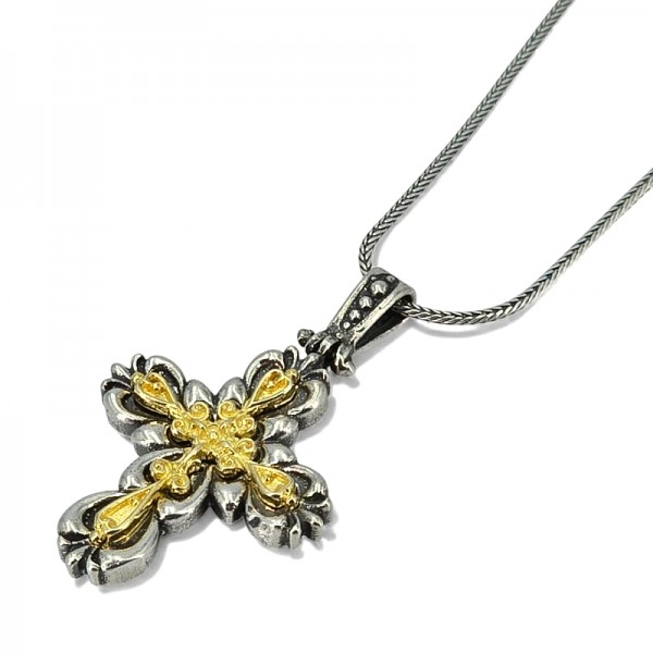 ΧΕΙΡΟΠΟΙΗΤΟΣ ΣΤΑΥΡΟΣ ΑΠΟ ΑΣΗΜΙ925 ΚΑΙ ΠΡΑΣΙΝΟ ΚΕΧΡΙΜΠΑΡΙ