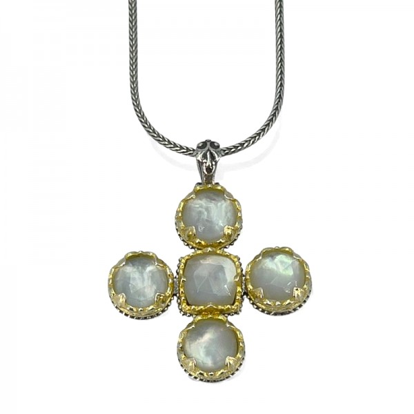 ΒΥΖΑΝΤΙΝΟΣ ΧΕΙΡΟΠΟΙΗΤΟΣ ΣΤΑΥΡΟΣ ΑΣΗΜΙ925 ΜΕ COOPER ΤΥΡΚΟΥΑΖ ΠΕΤΡΕΣ ΚΑΙ ΜΑΡΓΑΡΙΤΑΡΙ